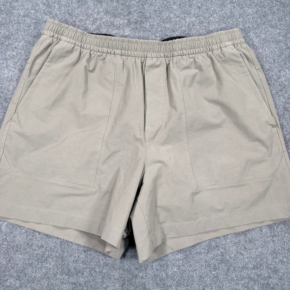 Lululemon Lab Mens Khaki Tan Elastic Waist Patch Pocket Shorts XL LM7BD0S